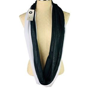 Tashon Black White Packable New Infinity Scarf Women's Mesh and Jersey Knit
